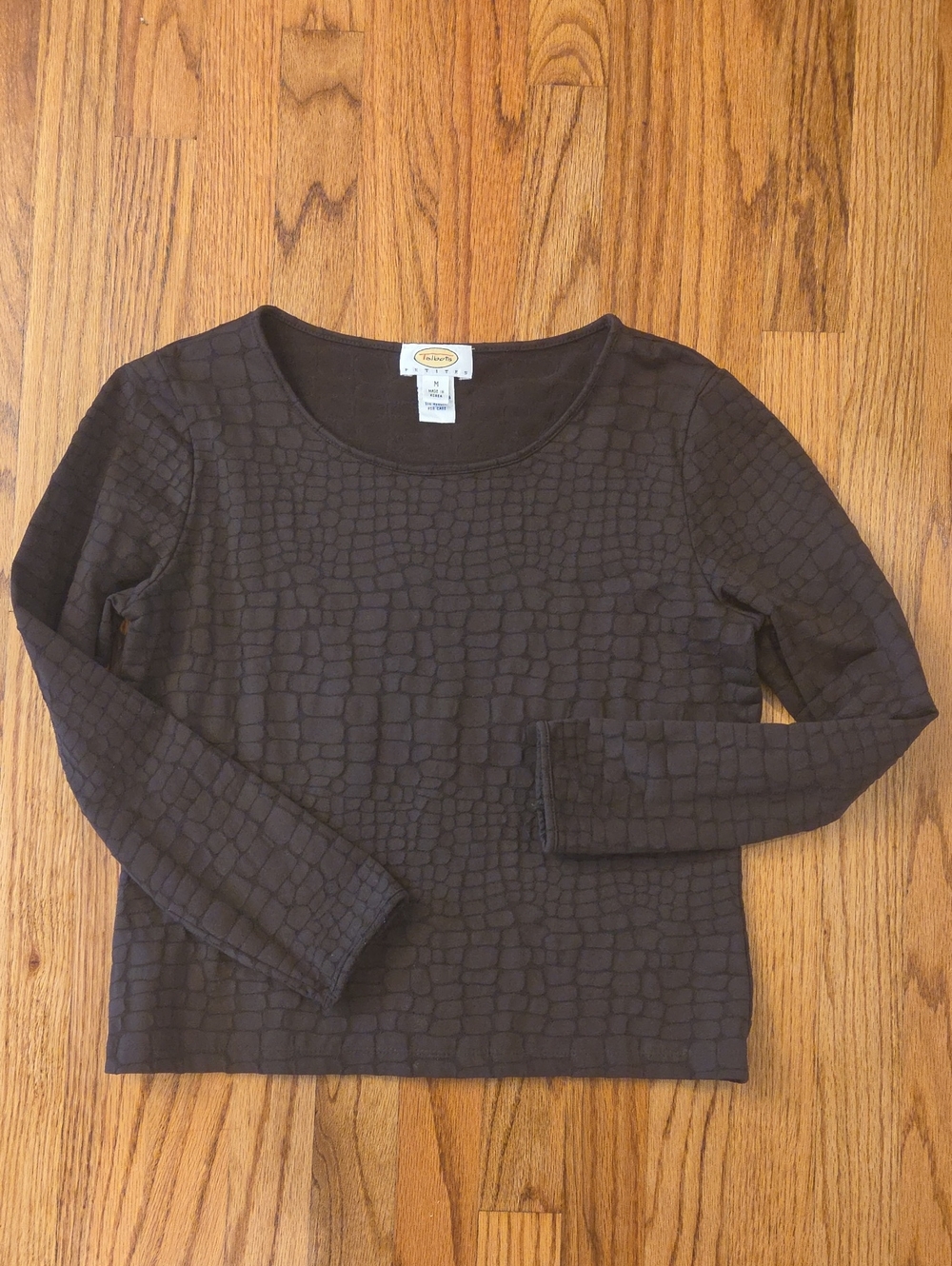 Talbots Dark Brown Croc-Pattern Top Size: MP